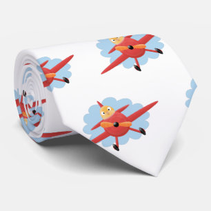 Cute bird flying red airplane cartoon illustratie stropdas