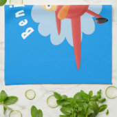 Cute bird flying red airplane cartoon illustratie theedoek (Gevouwen)