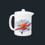 Cute bird flying red airplane cartoon illustratie theepot<br><div class="desc">This happy bird is fling a red plane! Drawn in cute cartoon illustratie stijl!</div>