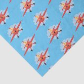 Cute bird flying red airplane cartoon illustratie tissuepapier (Detail)