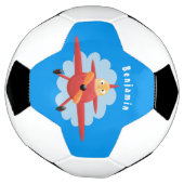 Cute bird flying red airplane cartoon illustratie voetbal (Gedraaid)