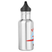 Cute bird flying red airplane cartoon illustratie waterfles  (Links)