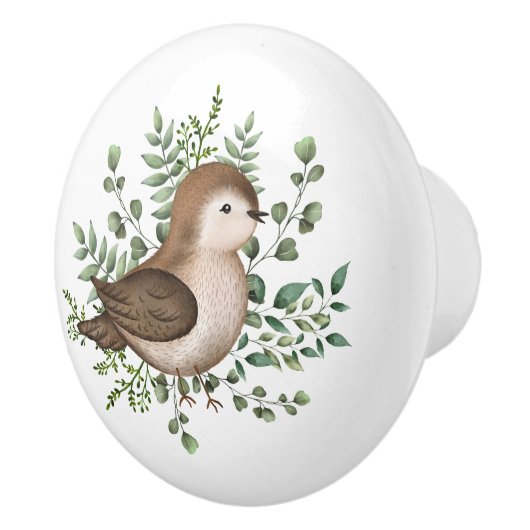 Cute Bird Forest Greenery Woodland Baby Nursery Keramische Knop (Rechts)