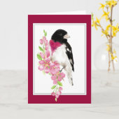 Cute Bird Gezegde Hi, Hallo Roos Breasted Grosbeak Kaart (Gele Bloem)