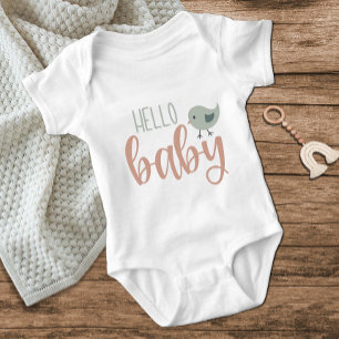 Cute Bird Hallo Baby Pastel Romper