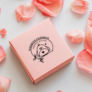 Cute Bird Handmade with Love by (aangepaste naam) Rubberstempel