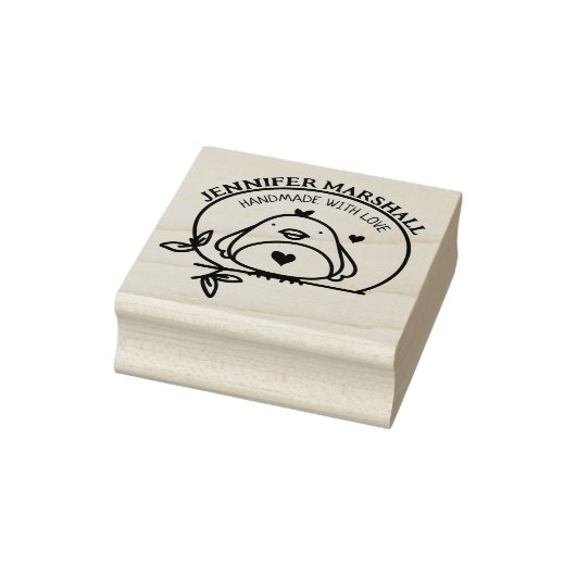 Cute Bird Handmade with Love by (aangepaste naam) Rubberstempel (Stempel)