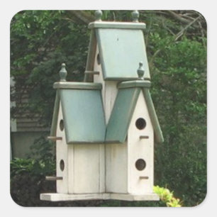 CUTE "BIRD HOUSE"-Sticker Vierkante Sticker