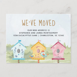 Cute Bird Houses Moving Aankondigingskaart