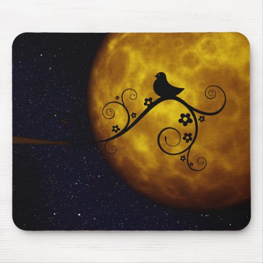 Cute Bird in the Moonlight Muismat (Voorkant)