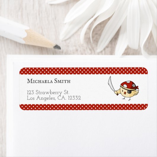 Cute Bird Kapitein Pirate ThMED Persoonlijk Etiket (Insitu)