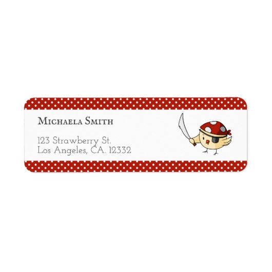 Cute Bird Kapitein Pirate ThMED Persoonlijk Etiket (Voorkant)