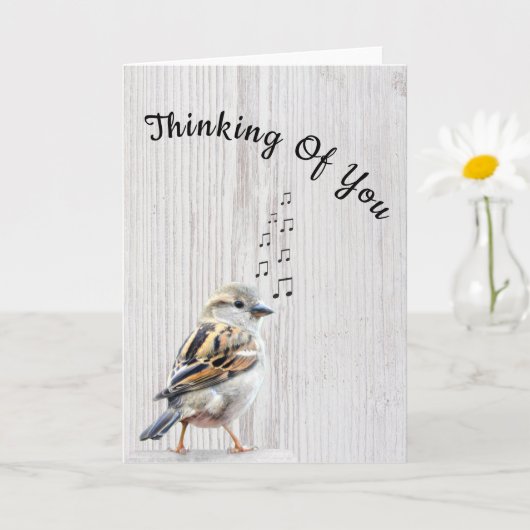 Cute Bird Muzieknoten Denking of You Card Kaart (Kleine Plant)