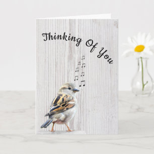 Cute Bird Muzieknoten Denking of You Card Kaart