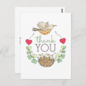 Cute Bird Nest Bedankt Briefkaart (Voorkant / Achterkant)