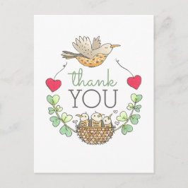 Cute Bird Nest Bedankt Briefkaart