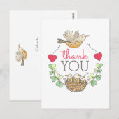 Cute Bird Nest Bedankt Briefkaart (Voorkant / Achterkant)
