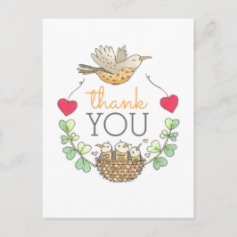 Cute Bird Nest Bedankt Briefkaart