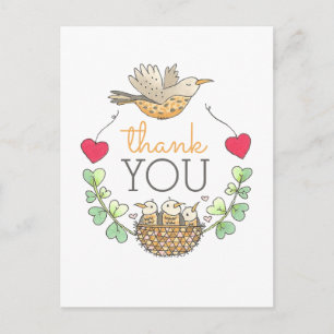 Cute Bird Nest Bedankt Briefkaart
