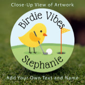 Cute Bird on Putting Green Birdie Vibes Custom Golfballen