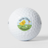 Cute Bird on Putting Green Birdie Vibes Custom Golfballen (Voorkant)
