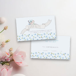 Cute Bird op Banner Diaper Raffle Boy Baby shower Informatiekaartje
