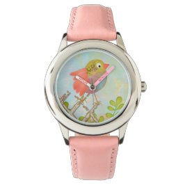 Cute Bird op een Kind van de Omheining Horloge