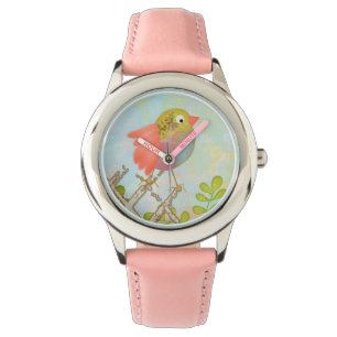 Cute Bird op een Kind van de Omheining Horloge