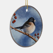 Cute Bird Oregon Junco en Winter Berries Keramisch Ornament (Rechts)