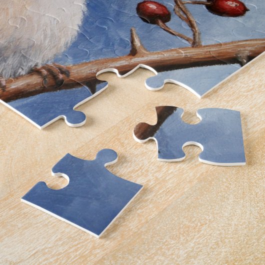 Cute Bird Oregon Junco en Winter Berries Legpuzzel (Zijkant)