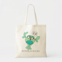 Cute Bird Owl Custom Name Library Book Bag Tote Bag
