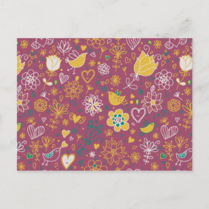 Cute Bird Pattern Two Briefkaart