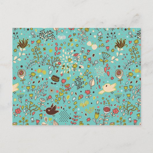 Cute Bird Pattern Vijf Briefkaart (Voorkant)