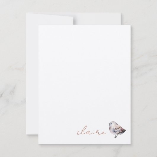 Cute Bird Personalized Notitiekaartje (Voorkant)