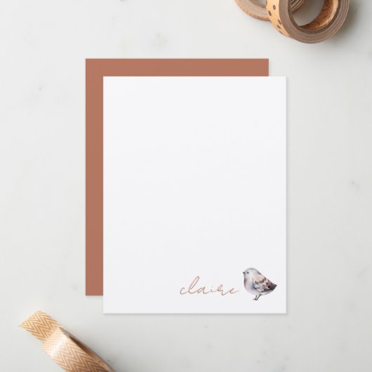 Cute Bird Personalized Notitiekaartje (Voorkant / Achterkant in situ)