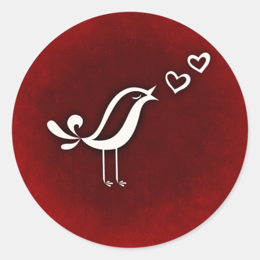 Cute Bird Singing Love Valentijnsdag Ronde Sticker (Voorkant)