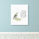 Cute Bird Singing Psalms 104 Christelijk Canvas Afdruk (Insitu (Houten vloer))