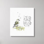 Cute Bird Singing Psalms 104 Christelijk Canvas Afdruk (Voorkant)