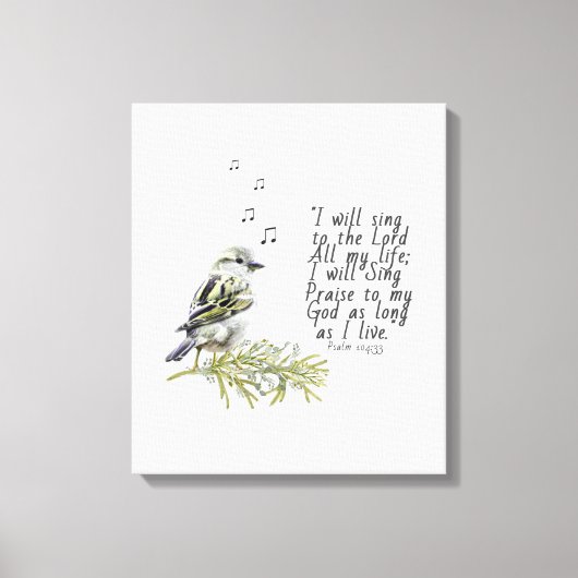 Cute Bird Singing Psalms 104 Christelijk Canvas Afdruk (Voorkant)