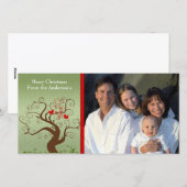 Cute Bird Swirl Tree Wood Gradin Family Photo Card Feestdagenkaart (Voorkant / Achterkant)
