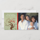 Cute Bird Swirl Tree Wood Gradin Family Photo Card Feestdagenkaart (Voorkant)