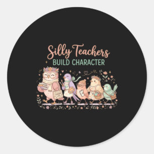 Cute Bird Teacher Squad T-shirt Grappig Onderwijs Ronde Sticker