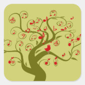 Cute Bird Tree Gifts and Invitting Vierkante Sticker (Voorkant)