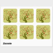 Cute Bird Tree Gifts and Invitting Vierkante Sticker (Vel)