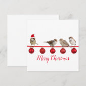 Cute Bird with Santa Hat Merry Kerstmis (Voorkant / Achterkant)