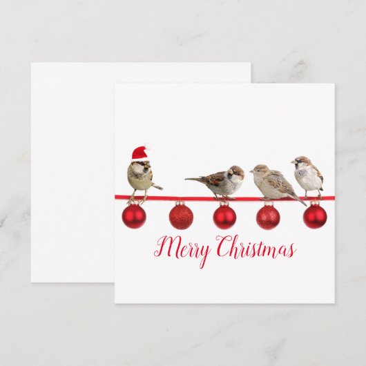 Cute Bird with Santa Hat Merry Kerstmis (Voorkant / Achterkant)