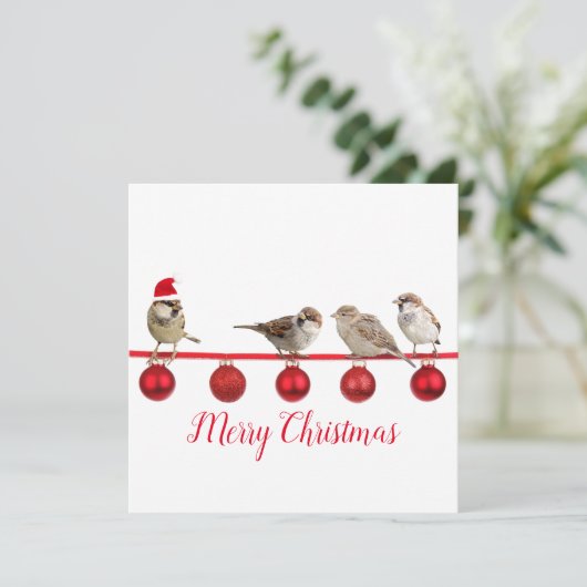 Cute Bird with Santa Hat Merry Kerstmis (Staand voorkant)
