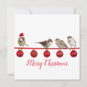 Cute Bird with Santa Hat Merry Kerstmis (Voorkant)