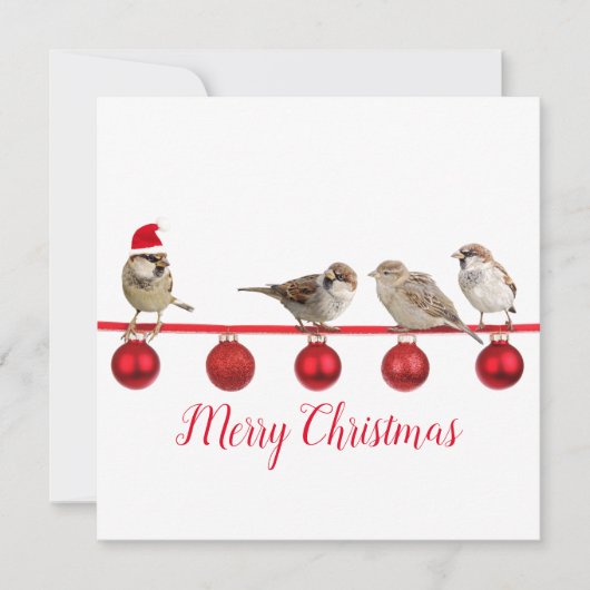 Cute Bird with Santa Hat Merry Kerstmis (Voorkant)