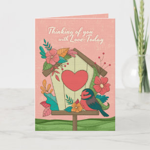 Cute Birdhouse Flowers Moederdag card for tante Kaart